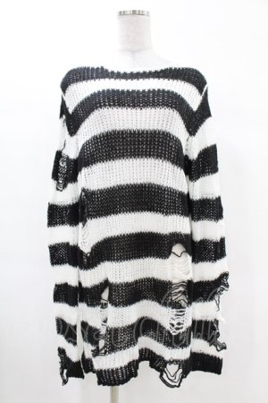画像: KILL STAR / Pugsley Knit Sweater XS 黒×白 H-25-03-09-020-SL-TO-KB-ZH