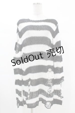 画像: KILL STAR / Pugsley Knit Sweater XS 黒×白 H-25-03-09-020-SL-TO-KB-ZH