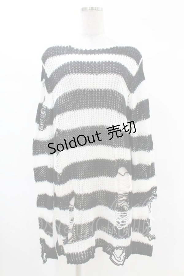 画像1: KILL STAR / Pugsley Knit Sweater XS 黒×白 H-25-03-09-020-SL-TO-KB-ZH (1)