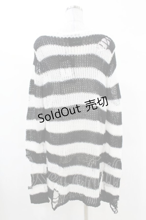 画像2: KILL STAR / Pugsley Knit Sweater XS 黒×白 H-25-03-09-020-SL-TO-KB-ZH (2)