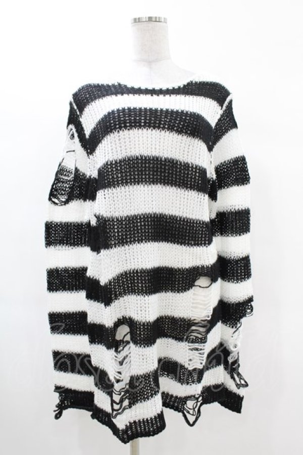 画像1: KILL STAR / Pugsley Knit Sweater XS 黒×白 H-25-03-09-021-SL-TO-KB-ZH (1)
