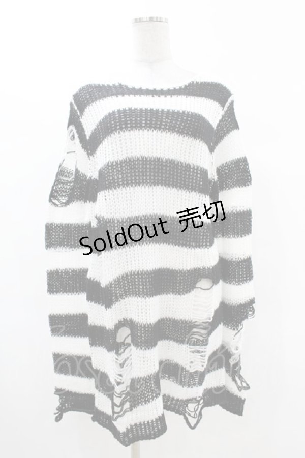 画像1: KILL STAR / Pugsley Knit Sweater XS 黒×白 H-25-03-09-021-SL-TO-KB-ZH (1)