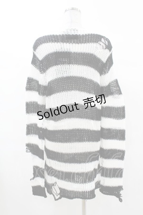 画像2: KILL STAR / Pugsley Knit Sweater XS 黒×白 H-25-03-09-021-SL-TO-KB-ZH (2)