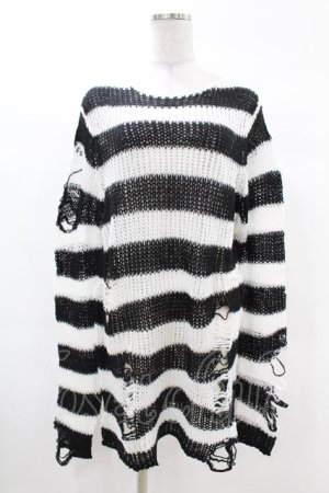 画像: KILL STAR / Pugsley Knit Sweater XS 黒×白 H-25-03-09-023-SL-TO-KB-ZH