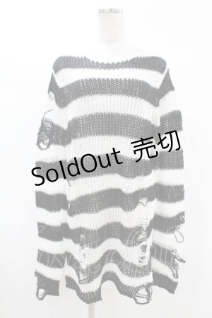 画像: KILL STAR / Pugsley Knit Sweater XS 黒×白 H-25-03-09-023-SL-TO-KB-ZH