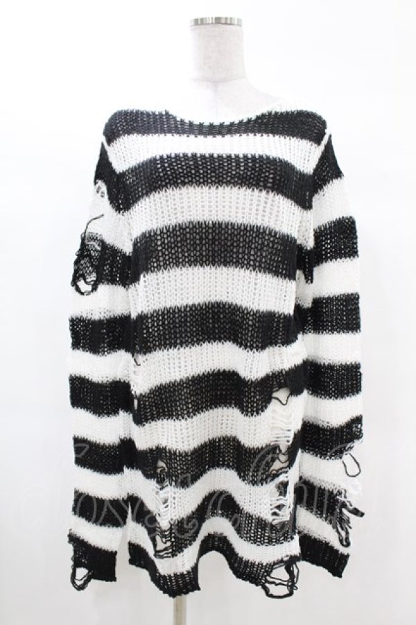 画像1: KILL STAR / Pugsley Knit Sweater XS 黒×白 H-25-03-09-023-SL-TO-KB-ZH (1)