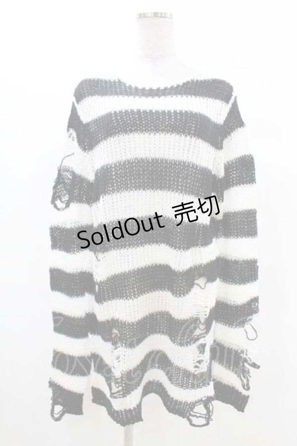 画像1: KILL STAR / Pugsley Knit Sweater XS 黒×白 H-25-03-09-023-SL-TO-KB-ZH (1)