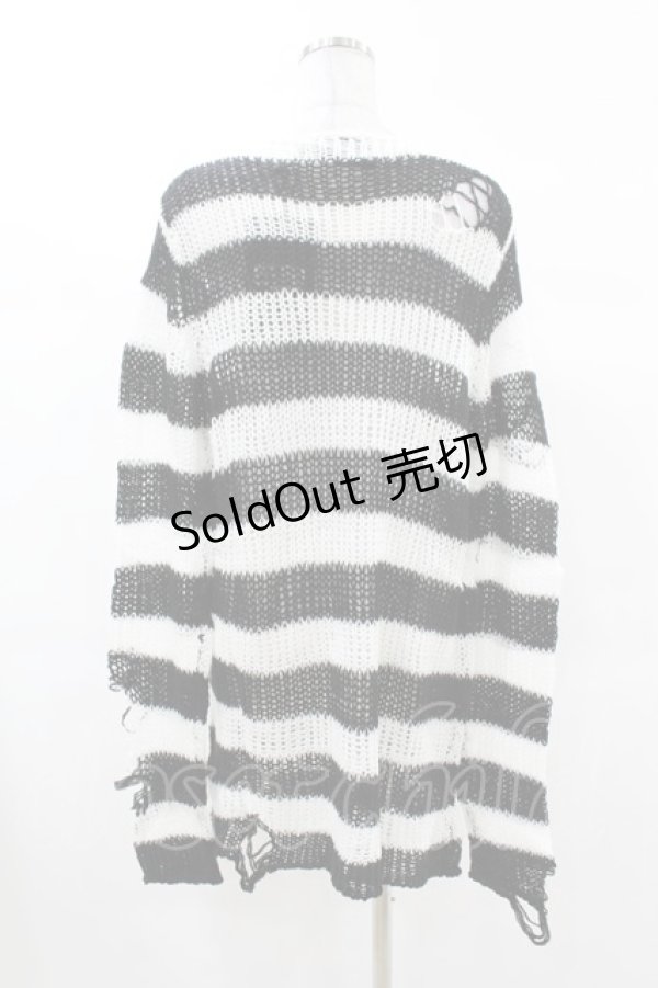 画像2: KILL STAR / Pugsley Knit Sweater XS 黒×白 H-25-03-09-023-SL-TO-KB-ZH (2)