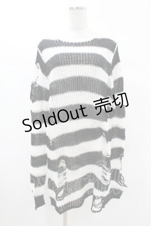 画像: KILL STAR / Pugsley Knit Sweater XS 黒×白 H-25-03-09-024-SL-TO-KB-ZH