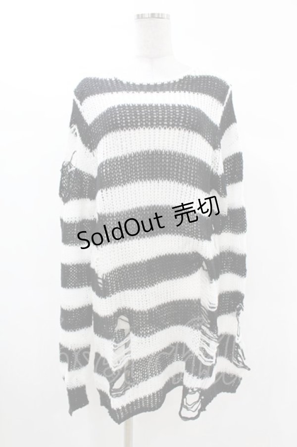 画像1: KILL STAR / Pugsley Knit Sweater XS 黒×白 H-25-03-09-024-SL-TO-KB-ZH (1)