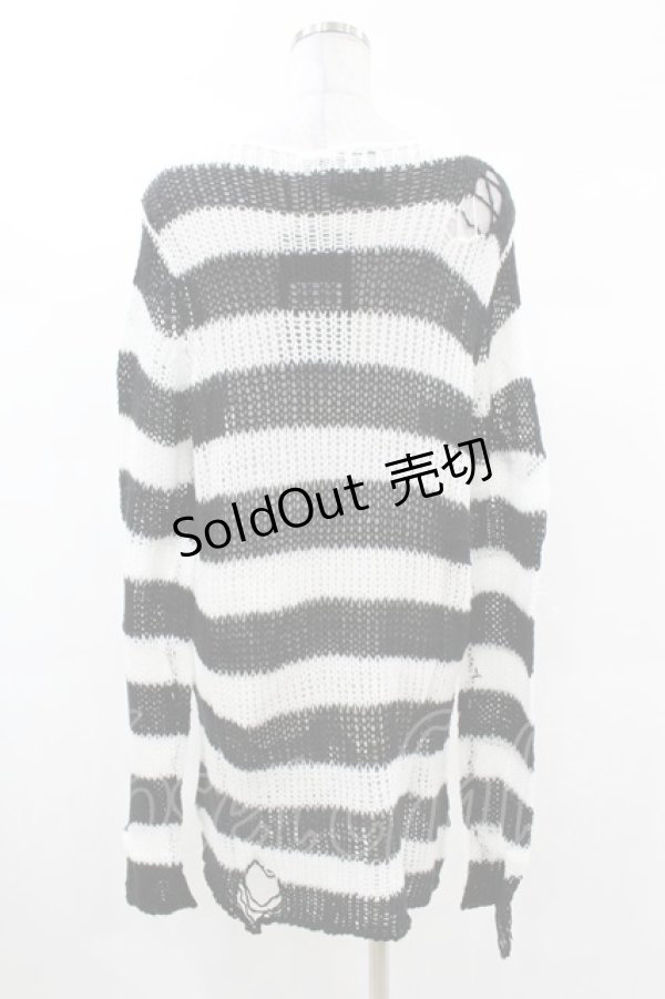 画像2: KILL STAR / Pugsley Knit Sweater XS 黒×白 H-25-03-09-024-SL-TO-KB-ZH (2)