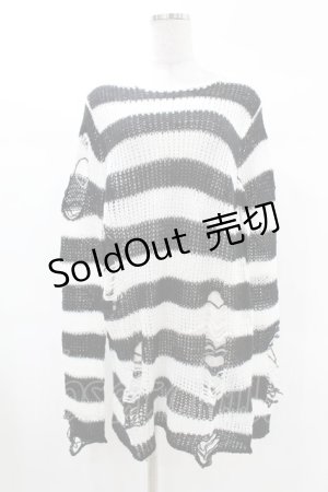 画像: KILL STAR / Pugsley Knit Sweater XS 黒×白 H-25-03-09-025-SL-TO-KB-ZH