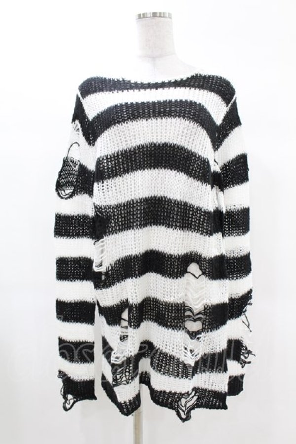 画像1: KILL STAR / Pugsley Knit Sweater XS 黒×白 H-25-03-09-025-SL-TO-KB-ZH (1)