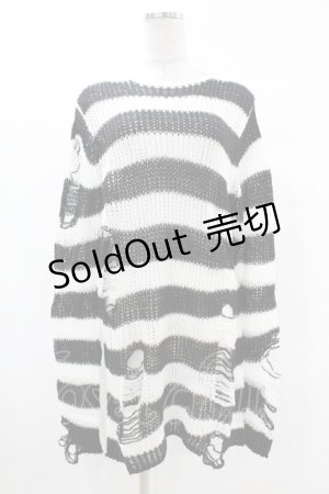 画像: KILL STAR / Pugsley Knit Sweater XS 黒×白 H-25-03-09-026-SL-TO-KB-ZH