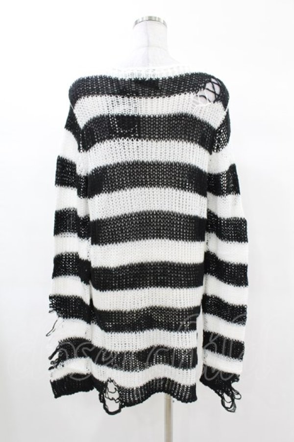画像2: KILL STAR / Pugsley Knit Sweater XS 黒×白 H-25-03-09-026-SL-TO-KB-ZH (2)