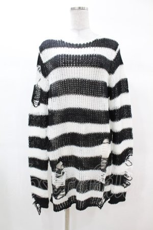 画像: KILL STAR / Pugsley Knit Sweater XS 黒×白 H-25-03-09-028-SL-TO-KB-ZH