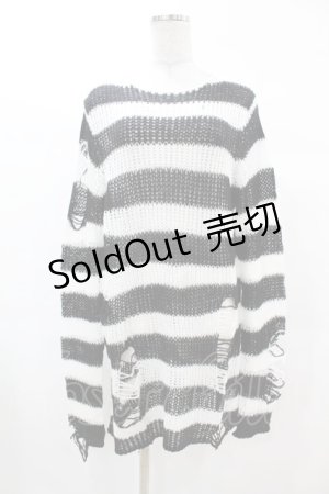 画像: KILL STAR / Pugsley Knit Sweater XS 黒×白 H-25-03-09-028-SL-TO-KB-ZH