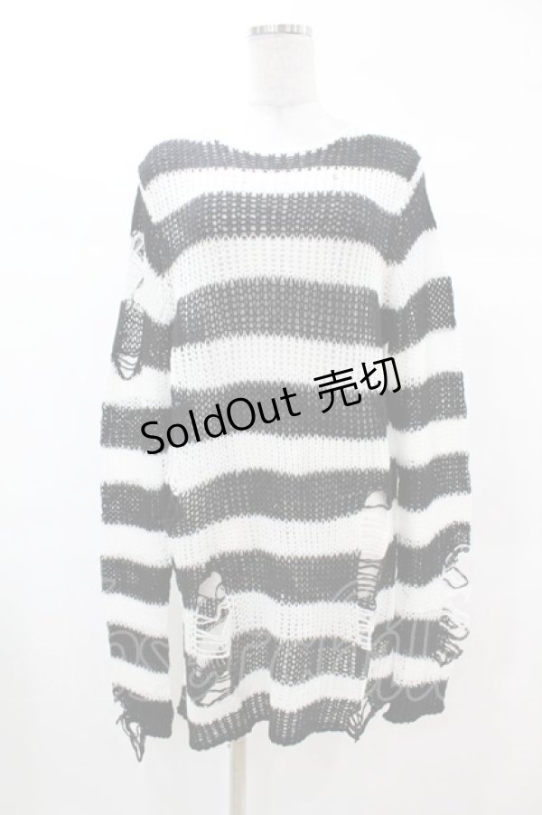 画像1: KILL STAR / Pugsley Knit Sweater XS 黒×白 H-25-03-09-028-SL-TO-KB-ZH (1)
