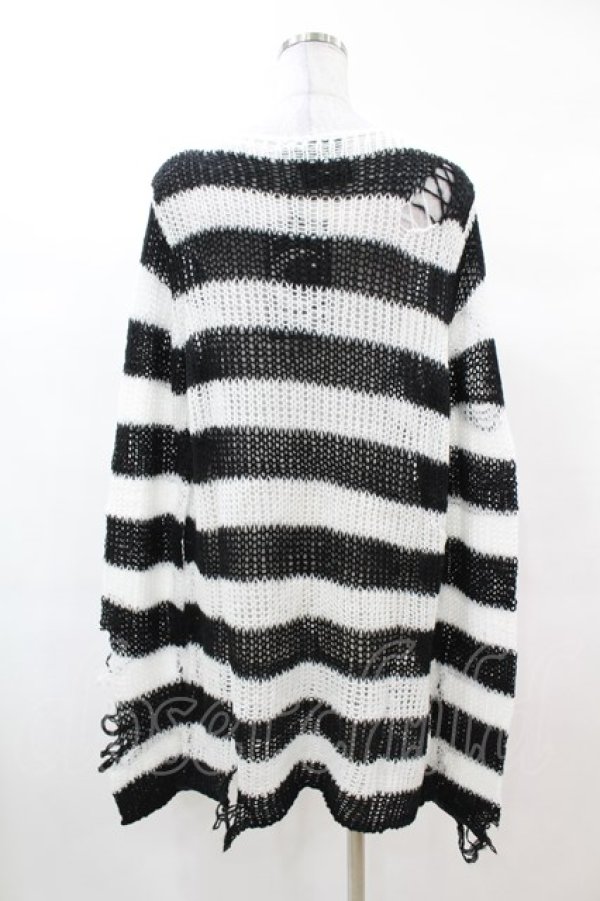 画像2: KILL STAR / Pugsley Knit Sweater XS 黒×白 H-25-03-09-028-SL-TO-KB-ZH (2)