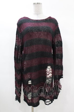 画像: KILL STAR / Cassius Knit Sweater S 黒×ダークパープル H-25-03-09-031-SL-TO-KB-ZI