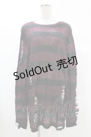 画像: KILL STAR / Cassius Knit Sweater XS 黒×ダークパープル H-25-03-09-034-SL-TO-KB-ZH