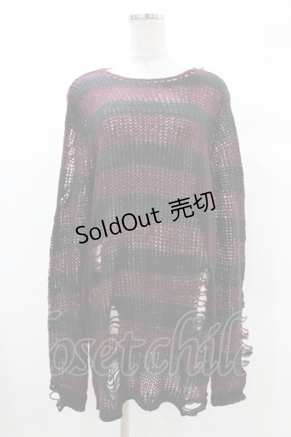 画像1: KILL STAR / Cassius Knit Sweater XS 黒×ダークパープル H-25-03-09-034-SL-TO-KB-ZH (1)