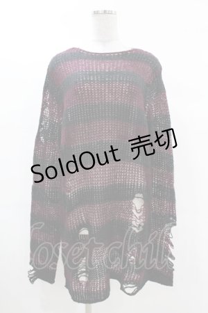 画像: KILL STAR / Cassius Knit Sweater XS 黒×ダークパープル H-25-03-09-035-SL-TO-KB-ZH