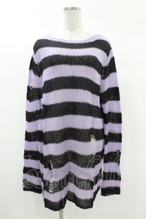 画像: KILL STAR / Lavendar Mist Knit Sweater M 黒×ラベンダー H-25-03-09-038-SL-TO-KB-ZH