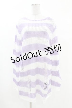 画像: KILL STAR / Viola Knit Sweater S ホワイト×パープル H-25-03-09-040-SL-TO-KB-ZH
