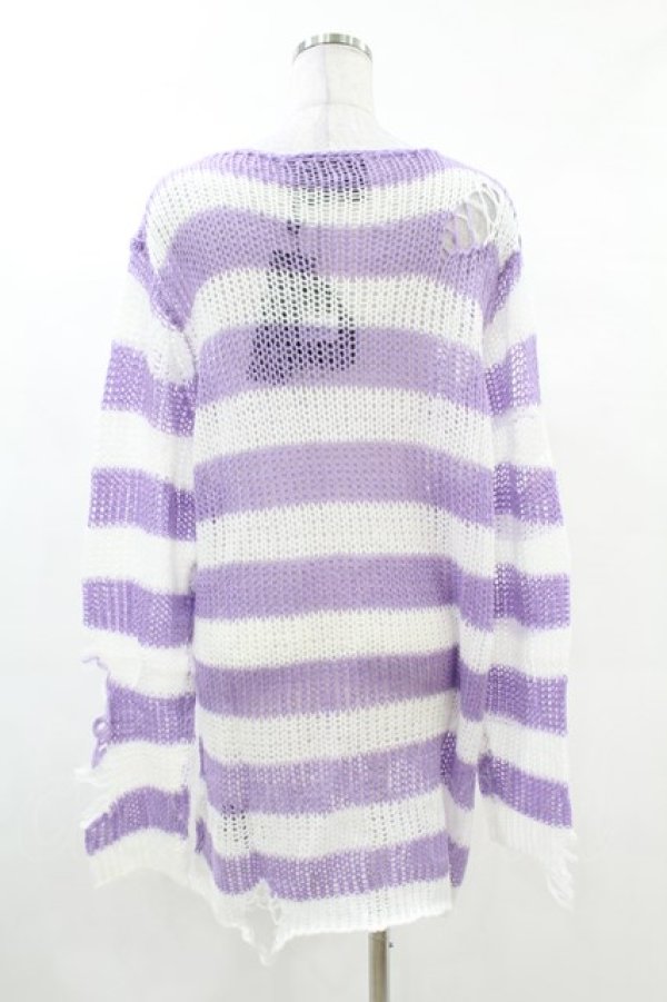 画像2: KILL STAR / Viola Knit Sweater S ホワイト×パープル H-25-03-09-040-SL-TO-KB-ZH (2)