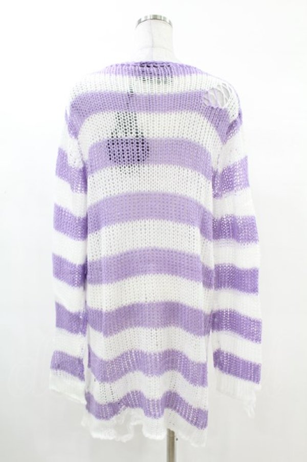 画像2: KILL STAR / Viola Knit Sweater S ホワイト×パープル H-25-03-09-042-SL-TO-KB-ZH (2)