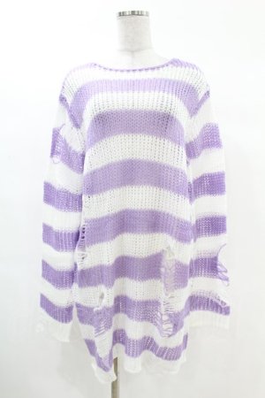 画像: KILL STAR / Viola Knit Sweater S ホワイト×パープル H-25-03-09-043-SL-TO-KB-ZH