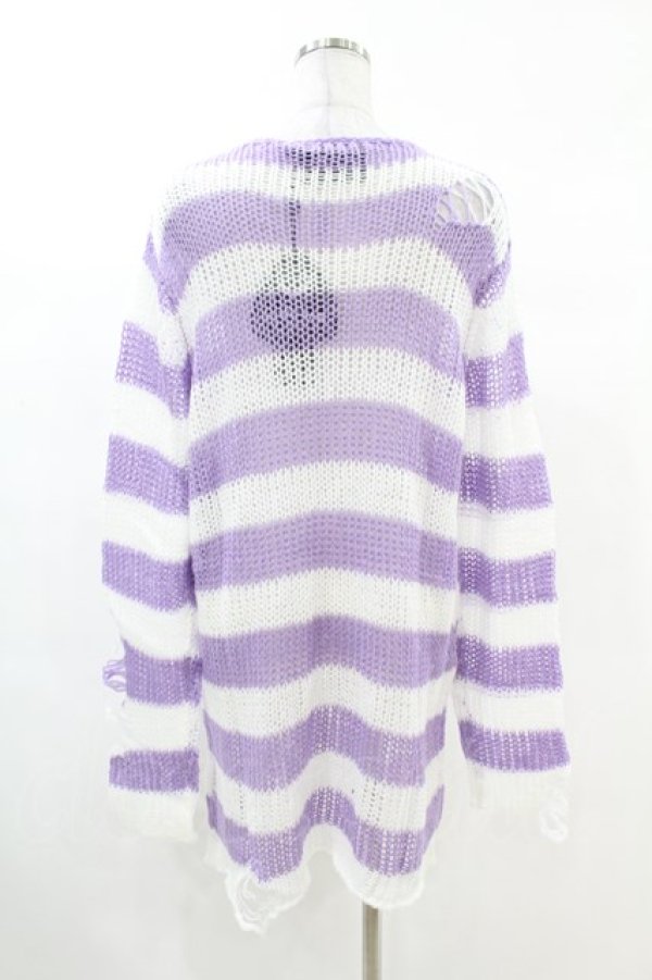 画像2: KILL STAR / Viola Knit Sweater S ホワイト×パープル H-25-03-09-044-SL-TO-KB-ZH (2)