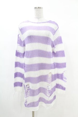 画像: KILL STAR / Viola Knit Sweater XS ホワイト×パープル H-25-03-09-046-SL-TO-KB-ZH