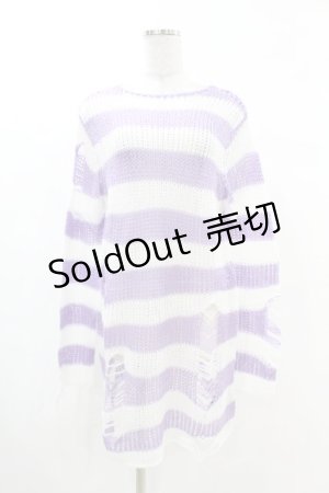 画像: KILL STAR / Viola Knit Sweater XS ホワイト×パープル H-25-03-09-046-SL-TO-KB-ZH