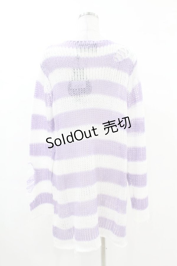 画像2: KILL STAR / Viola Knit Sweater XS ホワイト×パープル H-25-03-09-046-SL-TO-KB-ZH (2)