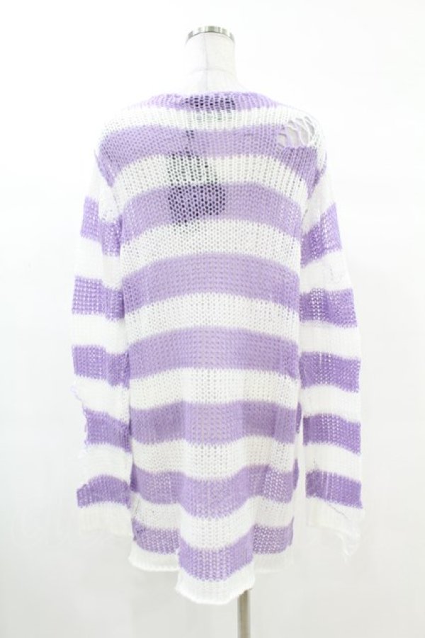 画像2: KILL STAR / Viola Knit Sweater XS ホワイト×パープル H-25-03-09-047-SL-TO-KB-ZH (2)