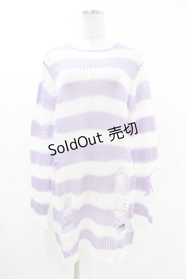 画像1: KILL STAR / Viola Knit Sweater XS ホワイト×パープル H-25-03-09-048-SL-TO-KB-ZI (1)