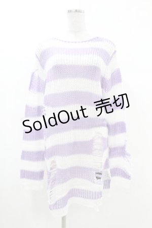 画像: KILL STAR / Viola Knit Sweater XS ホワイト×パープル H-25-03-09-049-SL-TO-KB-ZI