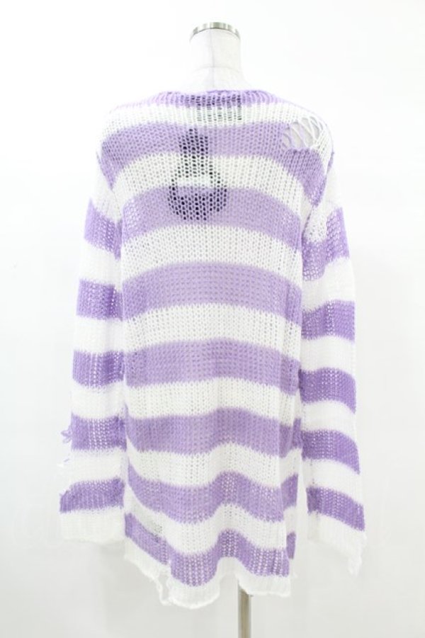 画像2: KILL STAR / Viola Knit Sweater XS ホワイト×パープル H-25-03-09-049-SL-TO-KB-ZI (2)