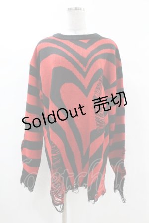 画像: KILL STAR / Libi Sweater M 黒×赤 H-25-03-09-050-SL-TO-KB-ZH