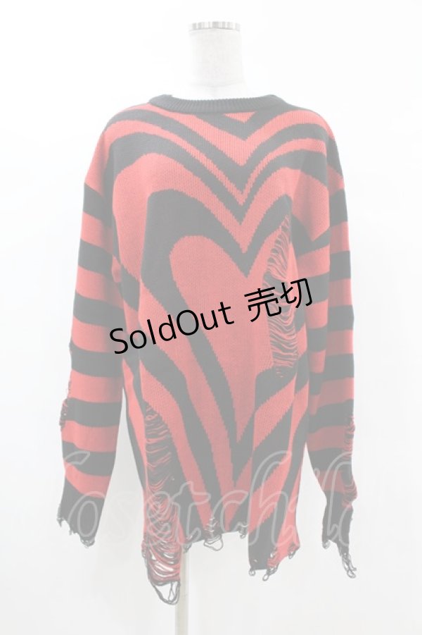 画像1: KILL STAR / Libi Sweater M 黒×赤 H-25-03-09-050-SL-TO-KB-ZH (1)
