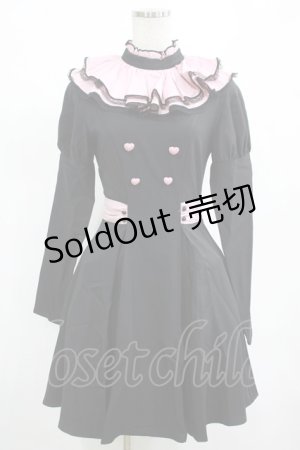 画像: DARK IN LOVE / Gothic lolita pink ruffle neck princess dress XS ブラック×ピンク H-25-03-10-001-PU-OP-KB-ZH