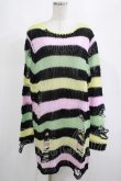 画像1: KILL STAR / Liqorice Knit Sweater M 黒×ピンク×ミント×イエロー H-25-03-10-034-SL-TO-KB-ZT206 (1)