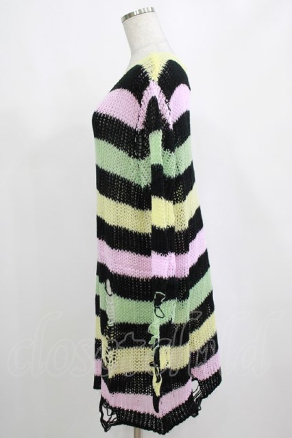 画像2: KILL STAR / Liqorice Knit Sweater M 黒×ピンク×ミント×イエロー H-25-03-10-034-SL-TO-KB-ZT206 (2)