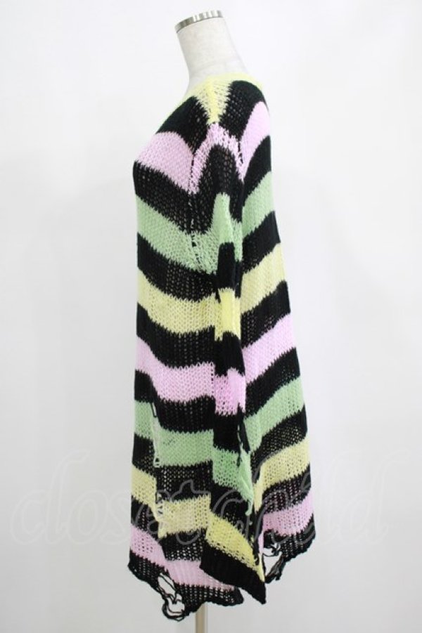 画像2: KILL STAR / Liqorice Knit Sweater M 黒×ピンク×ミント×イエロー H-25-03-10-035-SL-TO-KB-ZH (2)