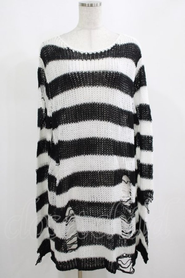 画像1: KILL STAR / Pugsley Knit Sweater M 黒×白 H-25-03-10-036-SL-TO-KB-ZH (1)