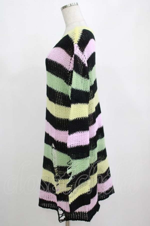 画像2: KILL STAR / Liqorice Knit Sweater M 黒×ピンク×ミント×イエロー H-25-03-10-038-SL-TO-KB-ZH (2)