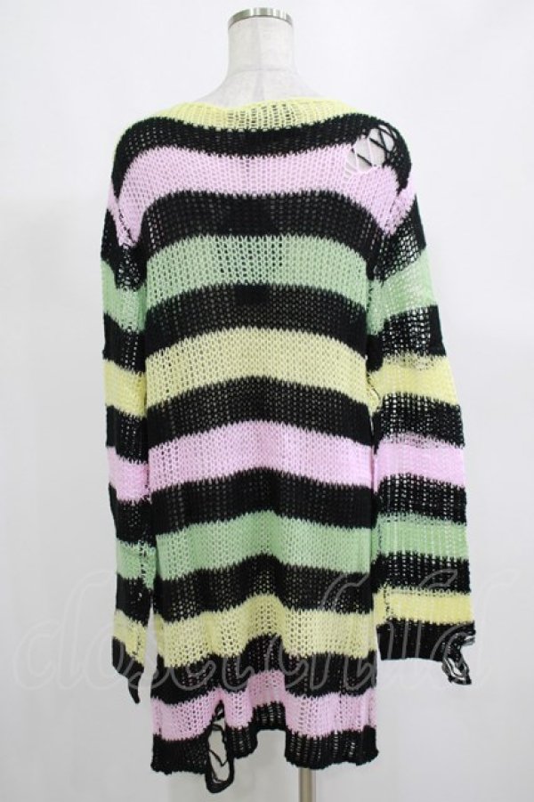 画像3: KILL STAR / Liqorice Knit Sweater M 黒×ピンク×ミント×イエロー H-25-03-10-038-SL-TO-KB-ZH (3)