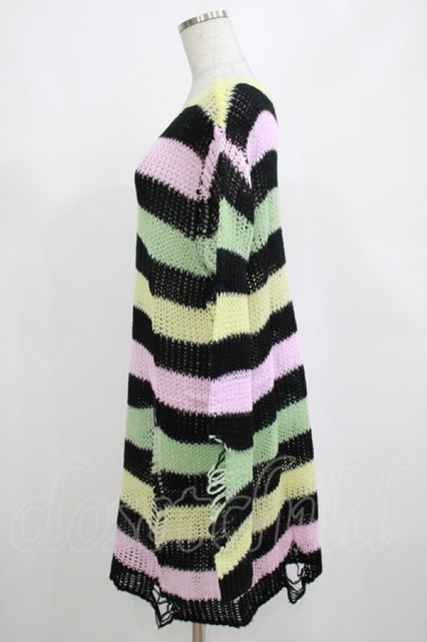 画像2: KILL STAR / Liqorice Knit Sweater M 黒×ピンク×ミント×イエロー H-25-03-10-041-SL-TO-KB-ZH (2)